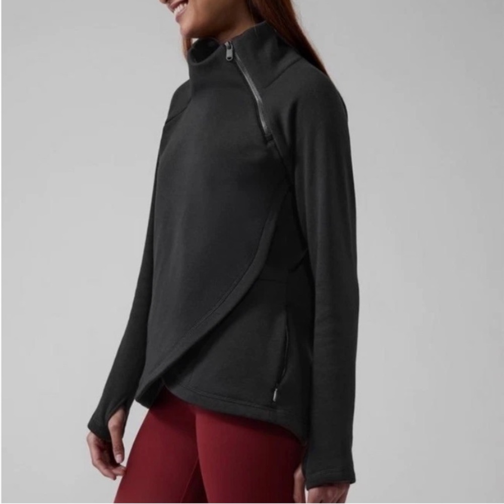 Athleta Cozy Karma Asymmetrical Pull Over Fleece Sweatshirt